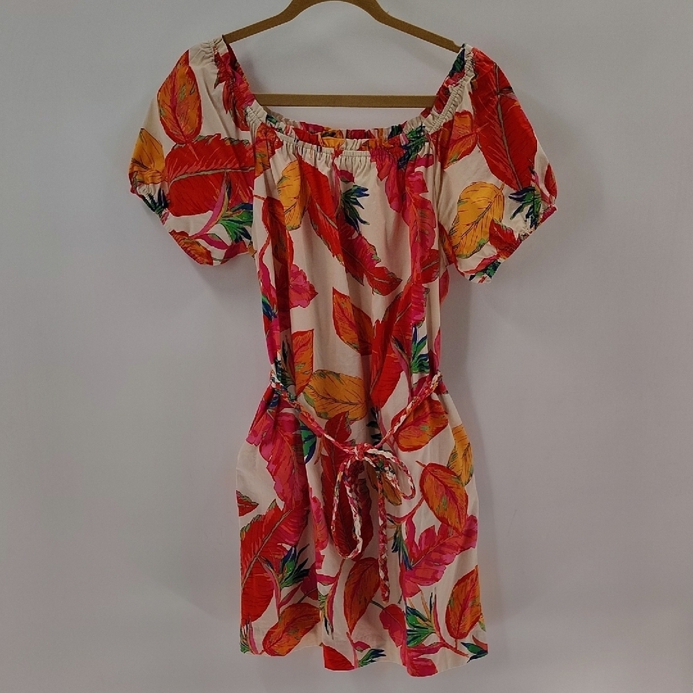 Nine West Off The Shoulder Belted Dress Pockets Floral Print Vacation